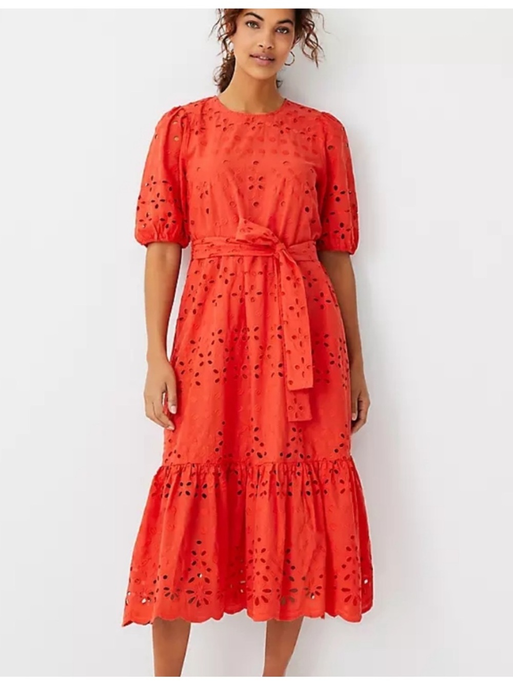 Ann Taylor Eyelet Midi Dress